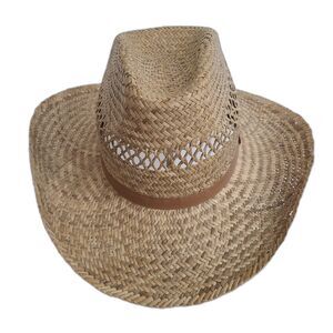 Broner Men's Vented Outback Straw Hat Size Large Zigzag Weave 100% Natural Fiber